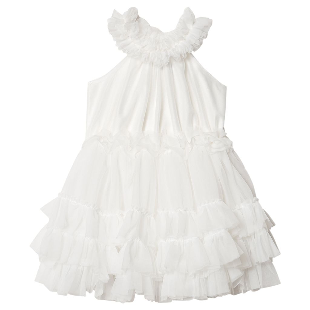 Ruffled Chiffon Dance Dress Dress Off-white