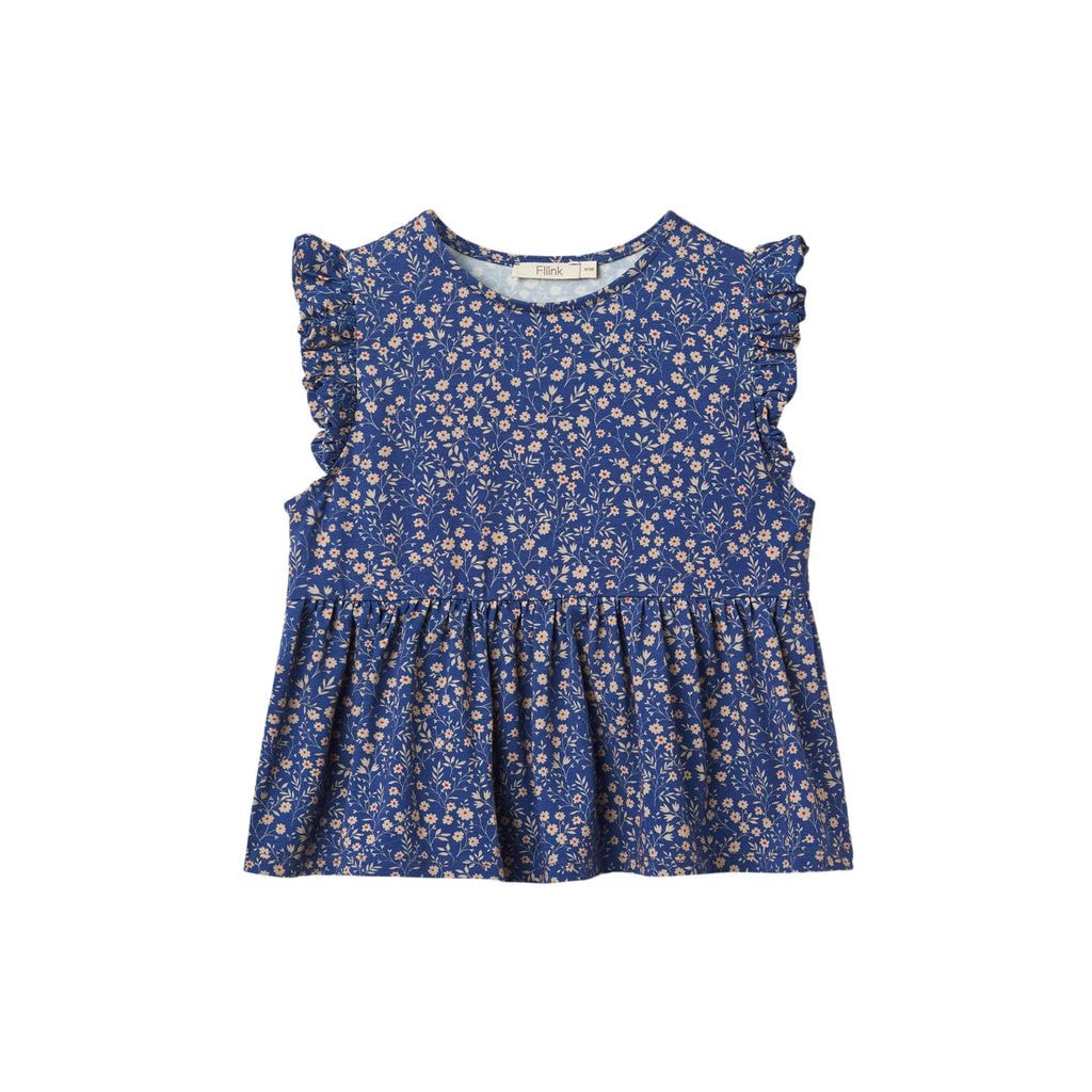 Kelly Blomstret Bluse Mazerine Blue
