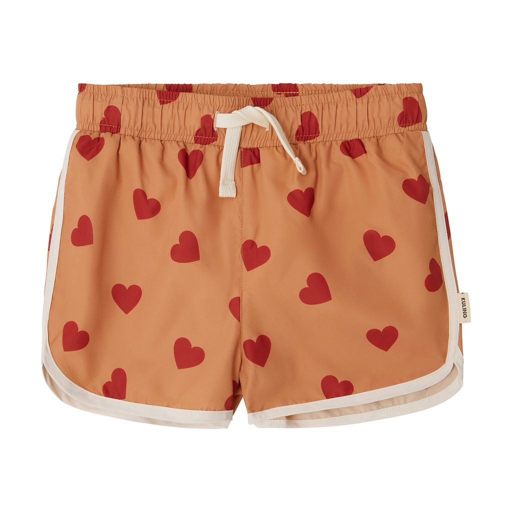 Lisbon Heart Printed Swim Shorts Terracotta