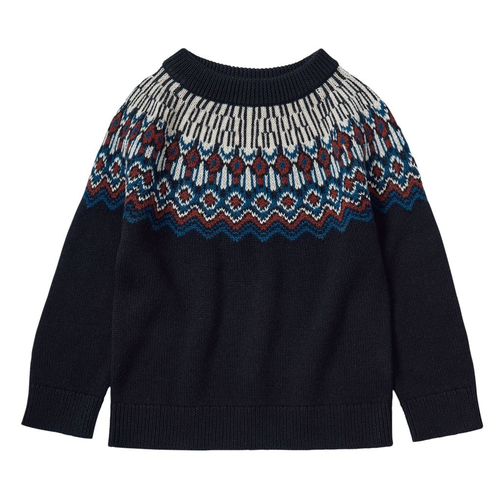Fair Isle Knitted Sweater Dark Navy