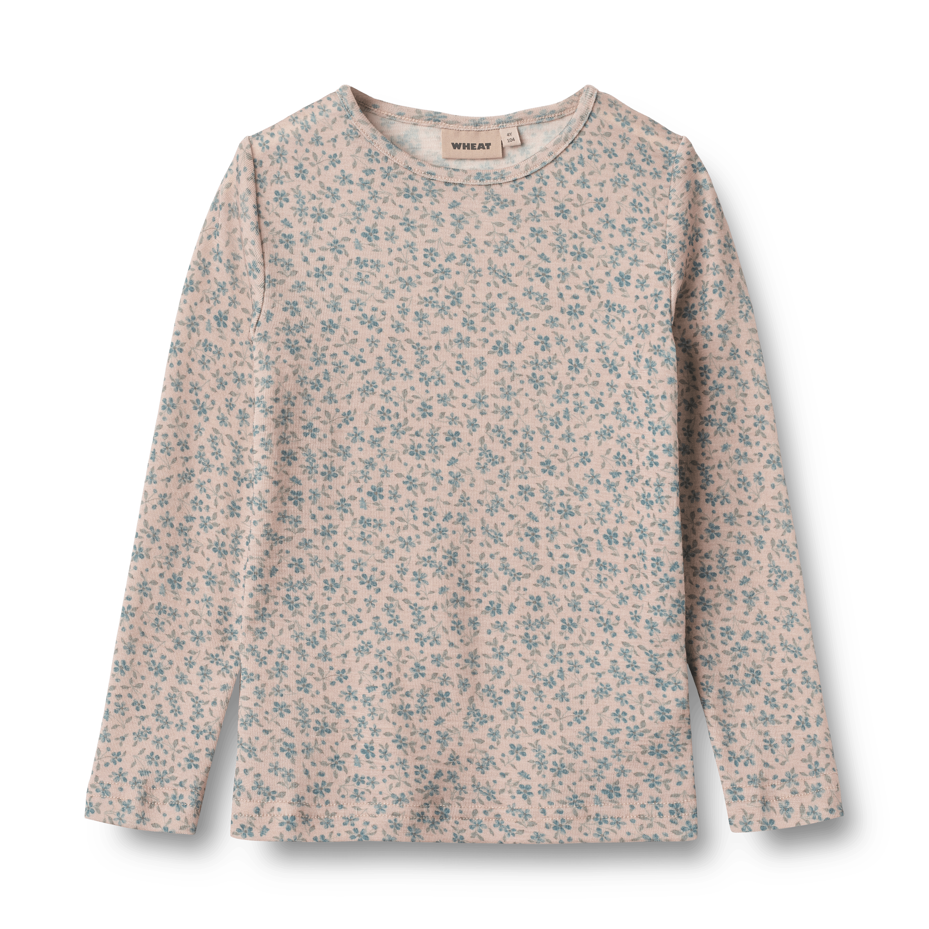 Alfie Long Sleeves Wool T-Shirt Blue Flowers