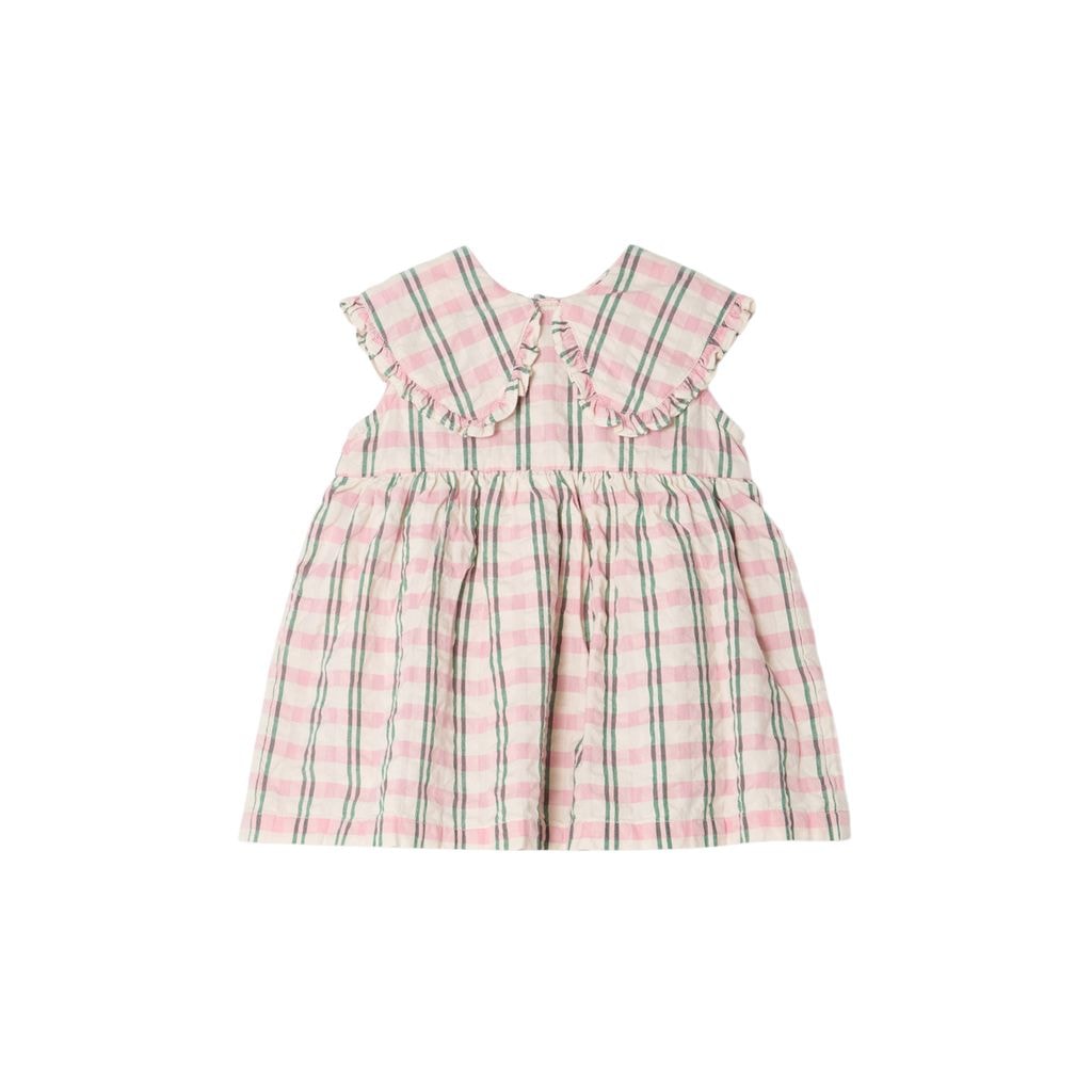 Seersucker Romper Klänning Check Carnation