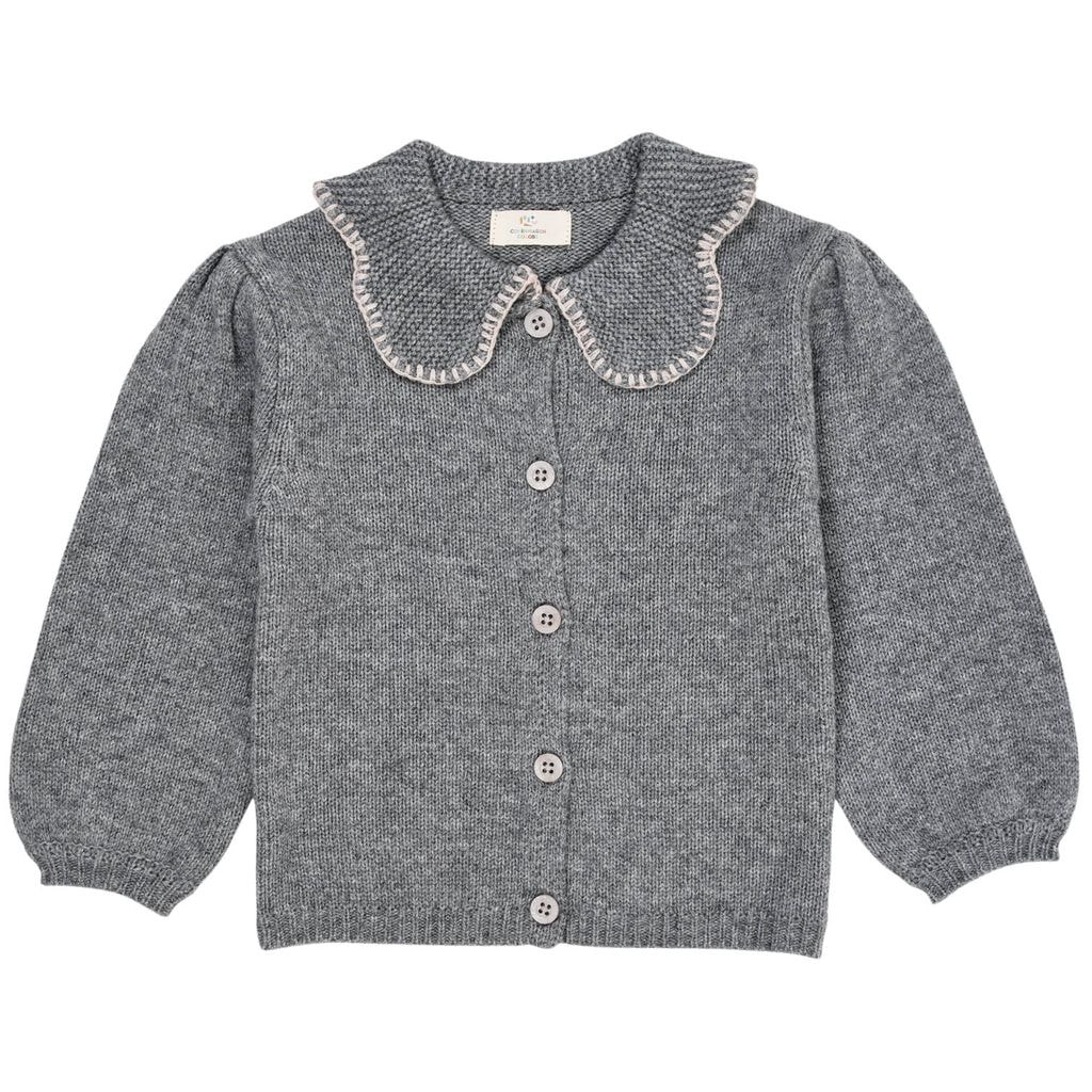 Cashmere Cardigan with Collar Grey Mel
