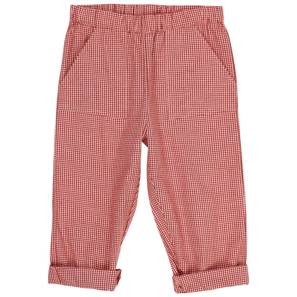 Check Pant with Elastic at the Waist  Red Check Combi