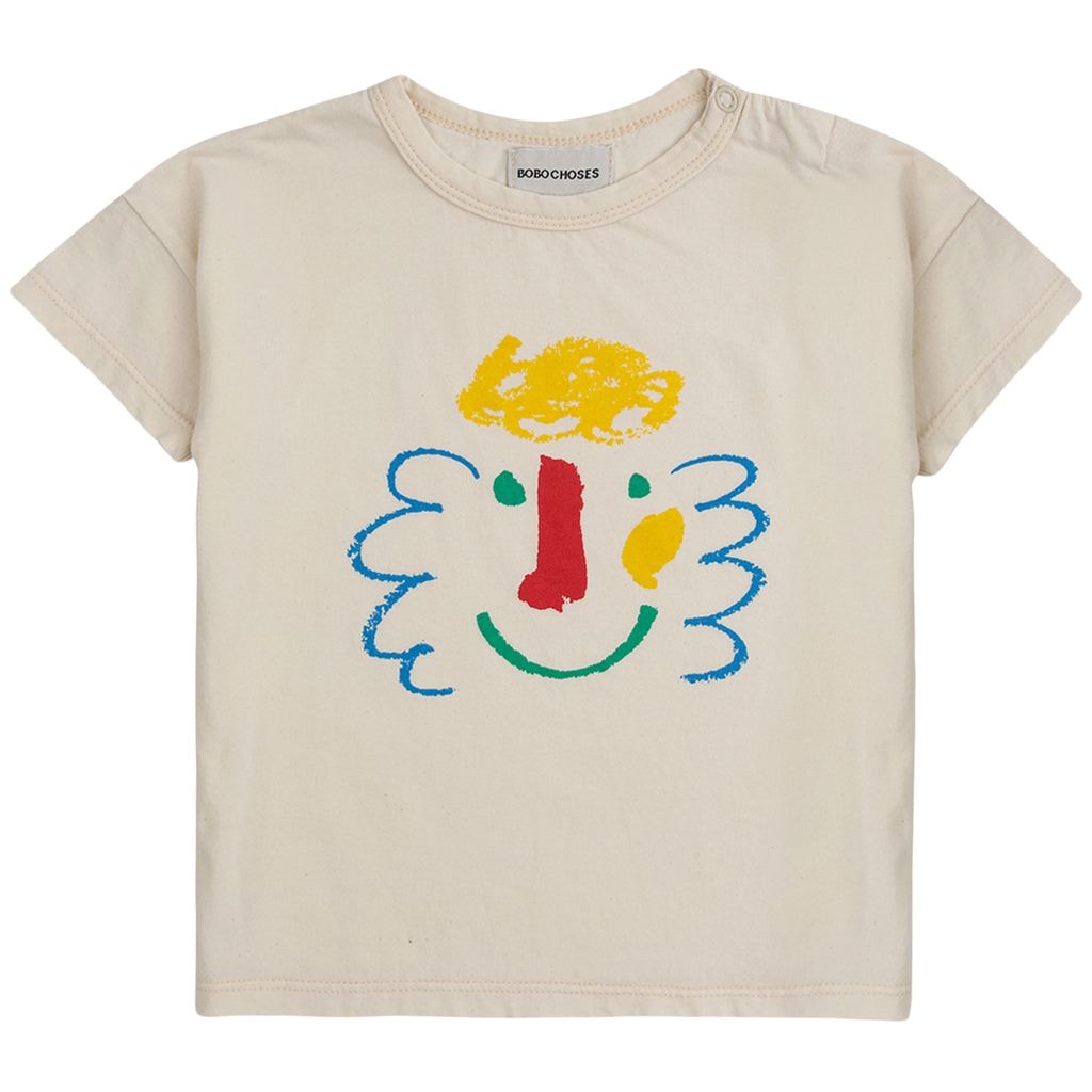 Happy Mask Printed Baby T-Shirt Off-white