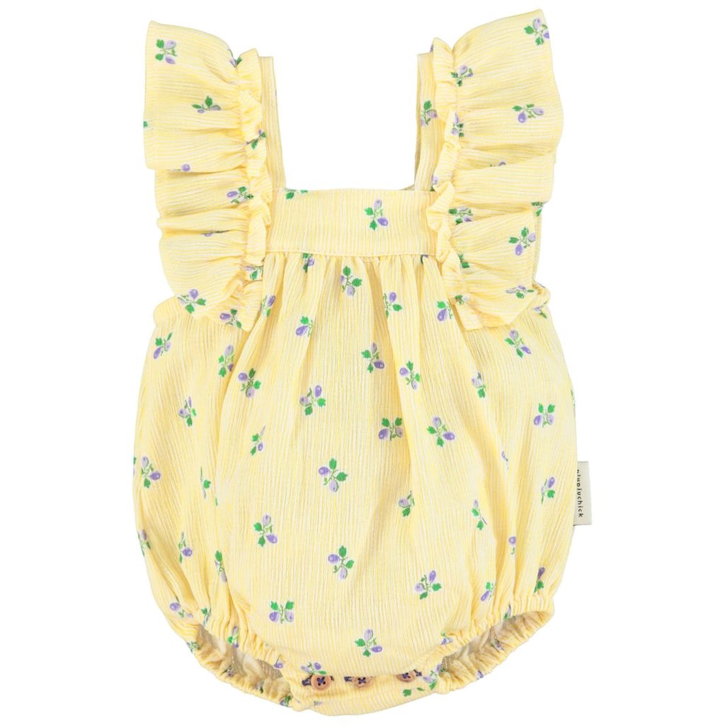 Floral Striped Romper Yellow
