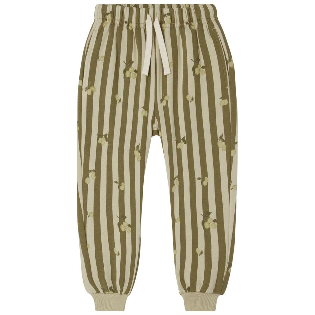 Striped Sweatpants With Plums Beige