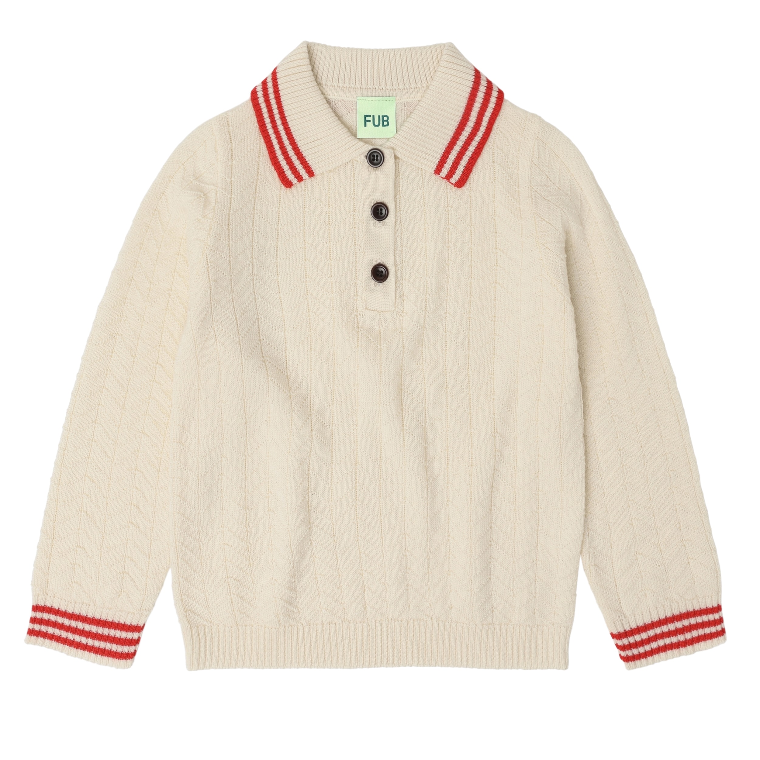 Wool Zigzag Polo Ecru