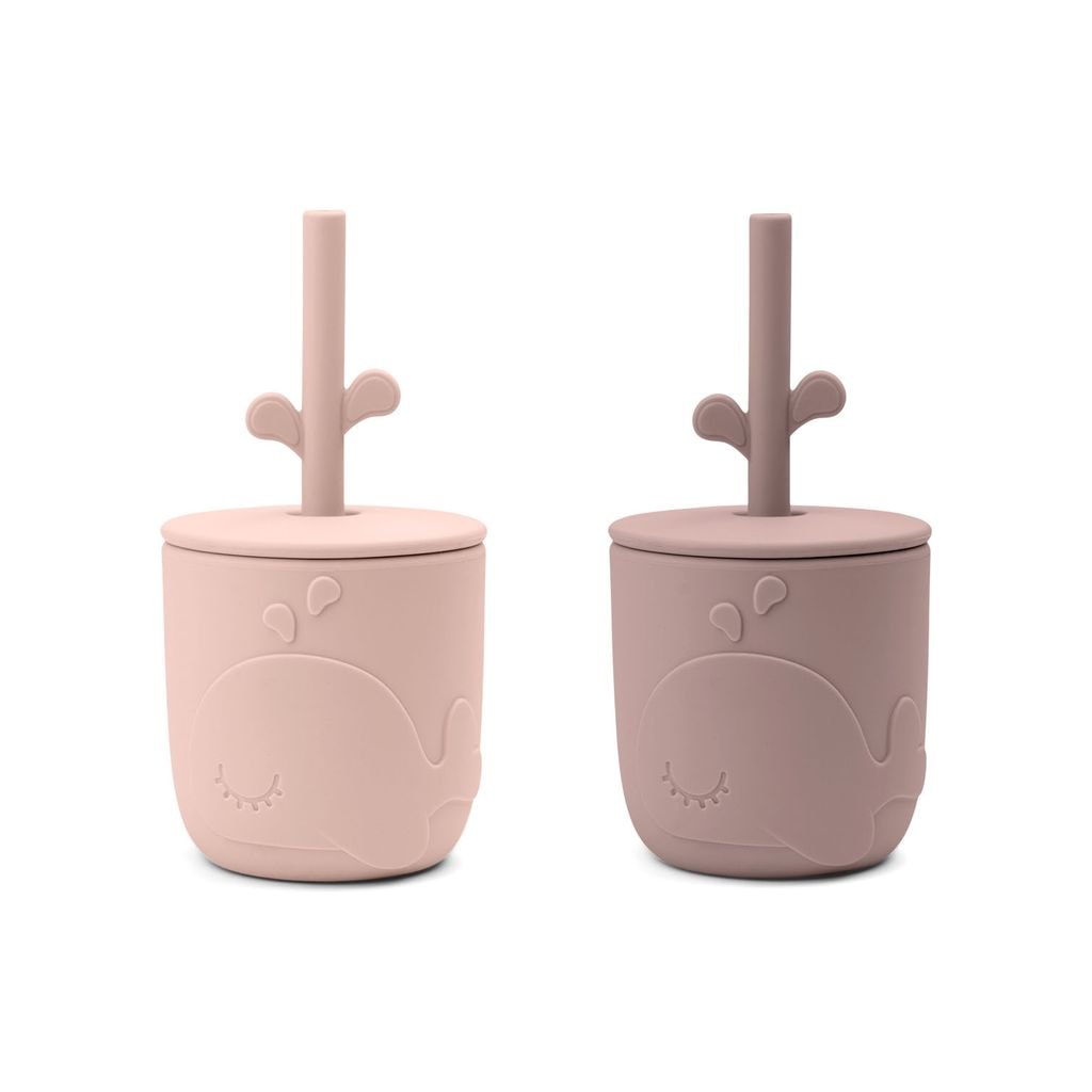 2-Pack Peekaboo Wally Muggar Med Sugrör Puderrosa