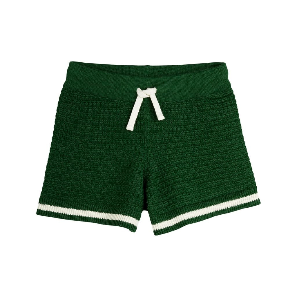 GOTS Crochet Knit Shorts Green