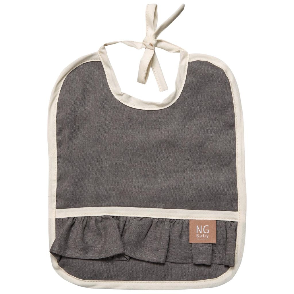 Röyhelöinen pellava-ruokalappu Graphite Grey