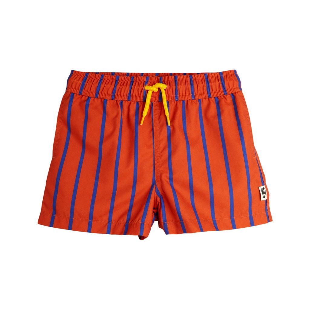 Vertical Stripe Aop Swim Shorts Red