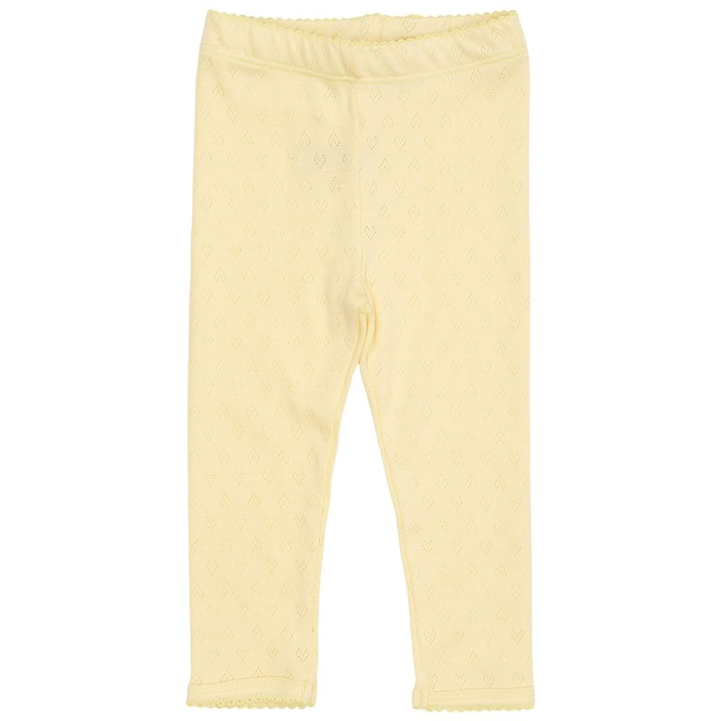 GOTS Heart Pointelle Leggings Pale Yellow
