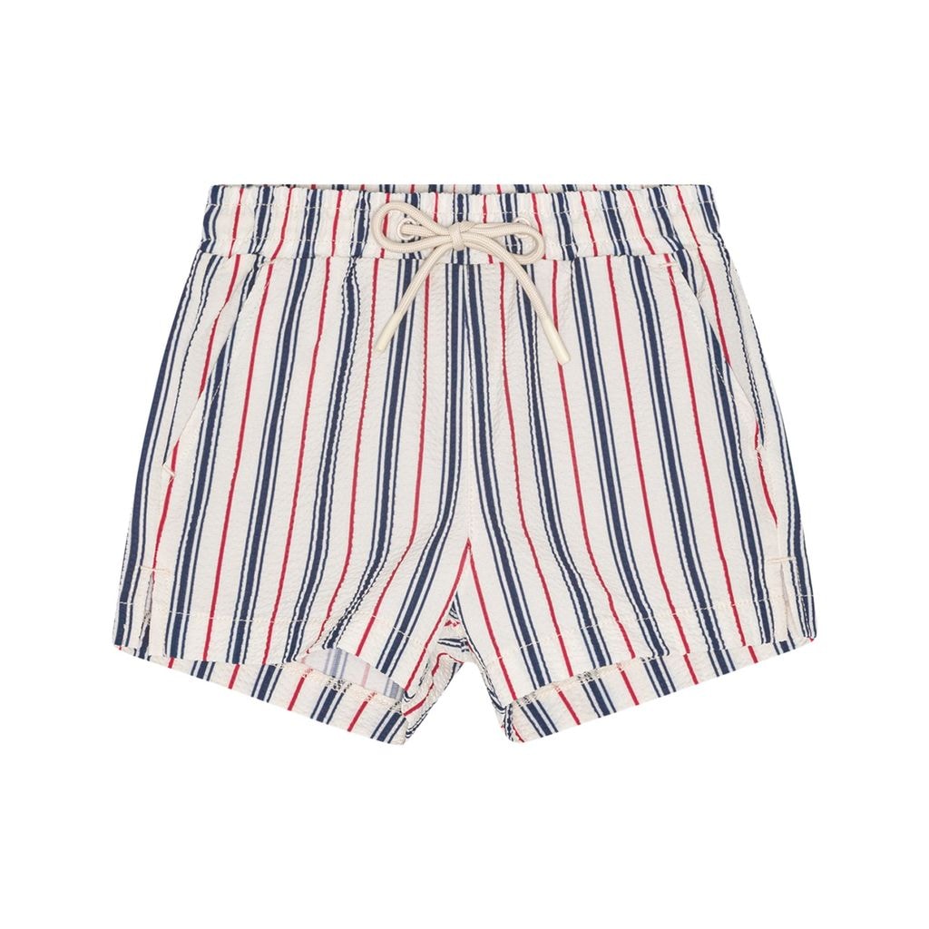 Miles Swim Shorts Navy/ruby Red Stripe