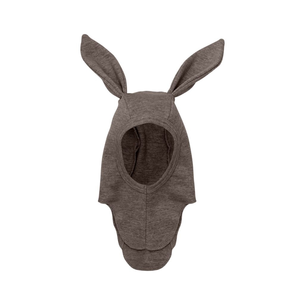 Balaclava Ears Wool Rib Brown Melange