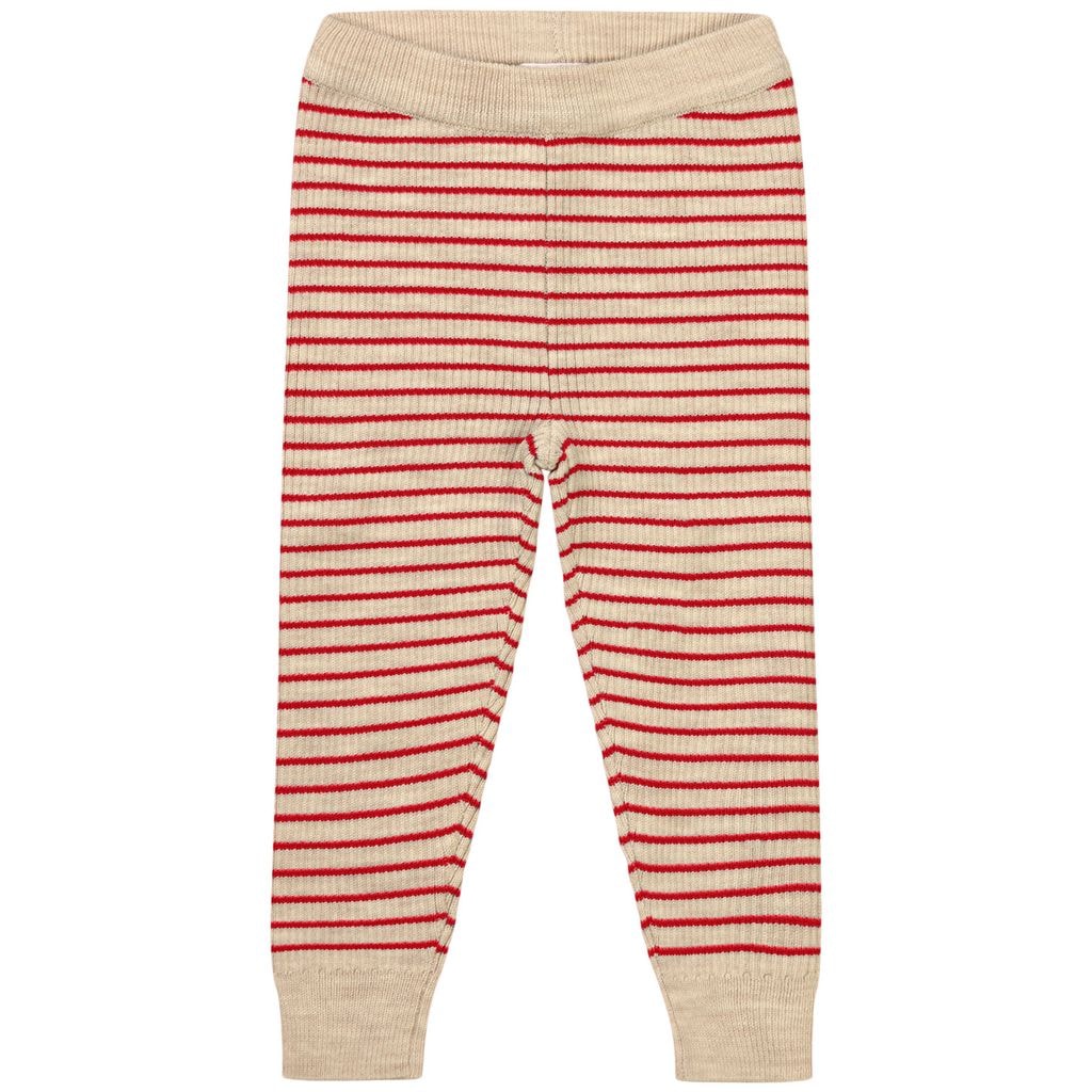 Flye Striped Knitted Leggings Ruby Red/Cloud