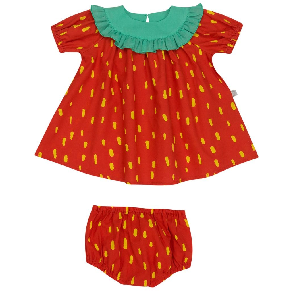 Strawberry Shaped Baby Dress Red