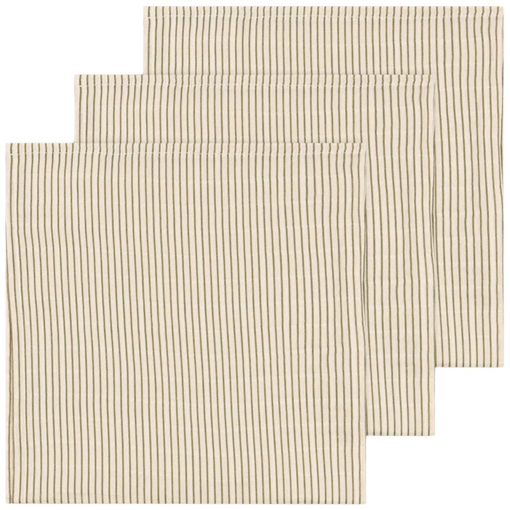 GOTS 3-Pack Muslinduk Tea Stripe