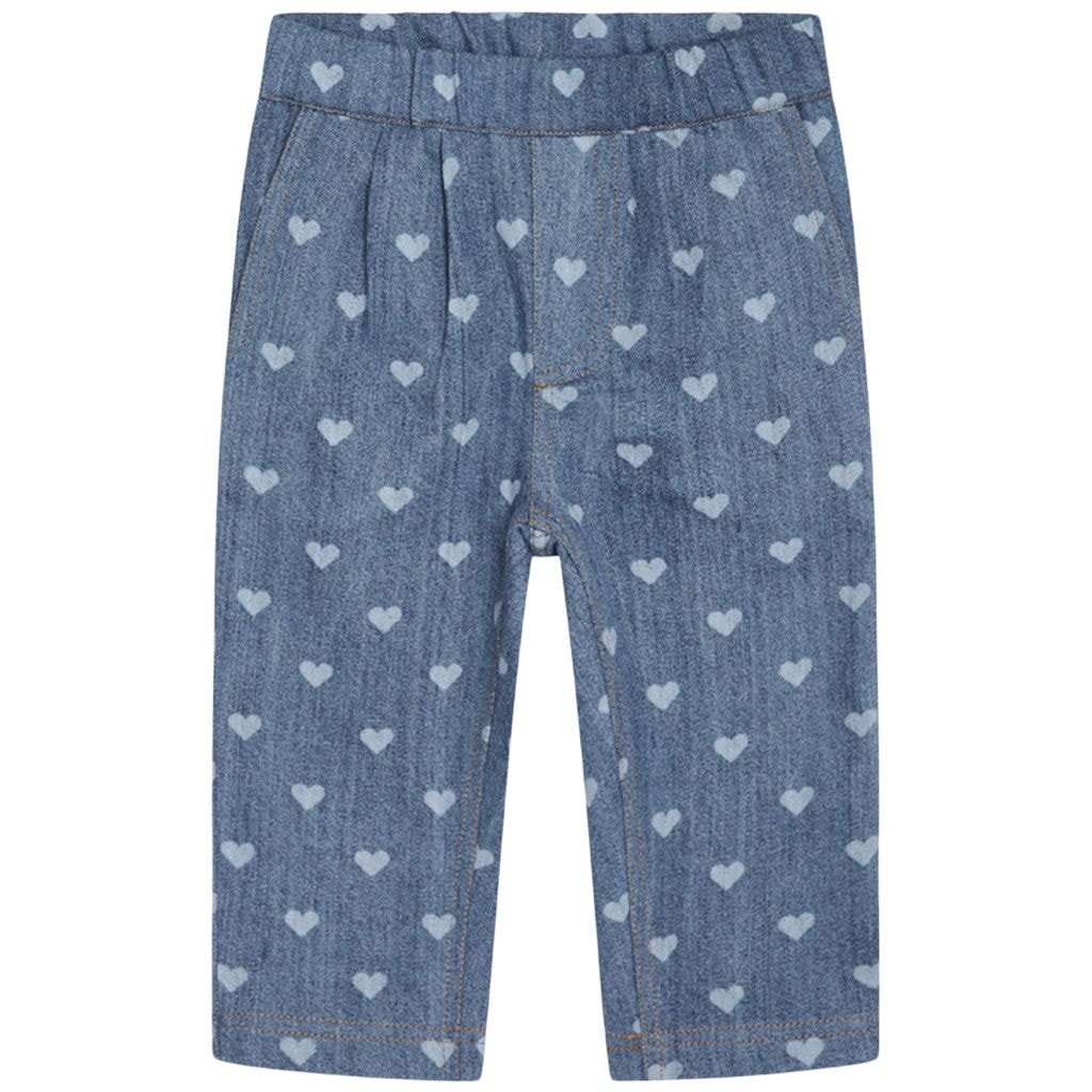 Lollo Heart Printed Pants Denim Blue