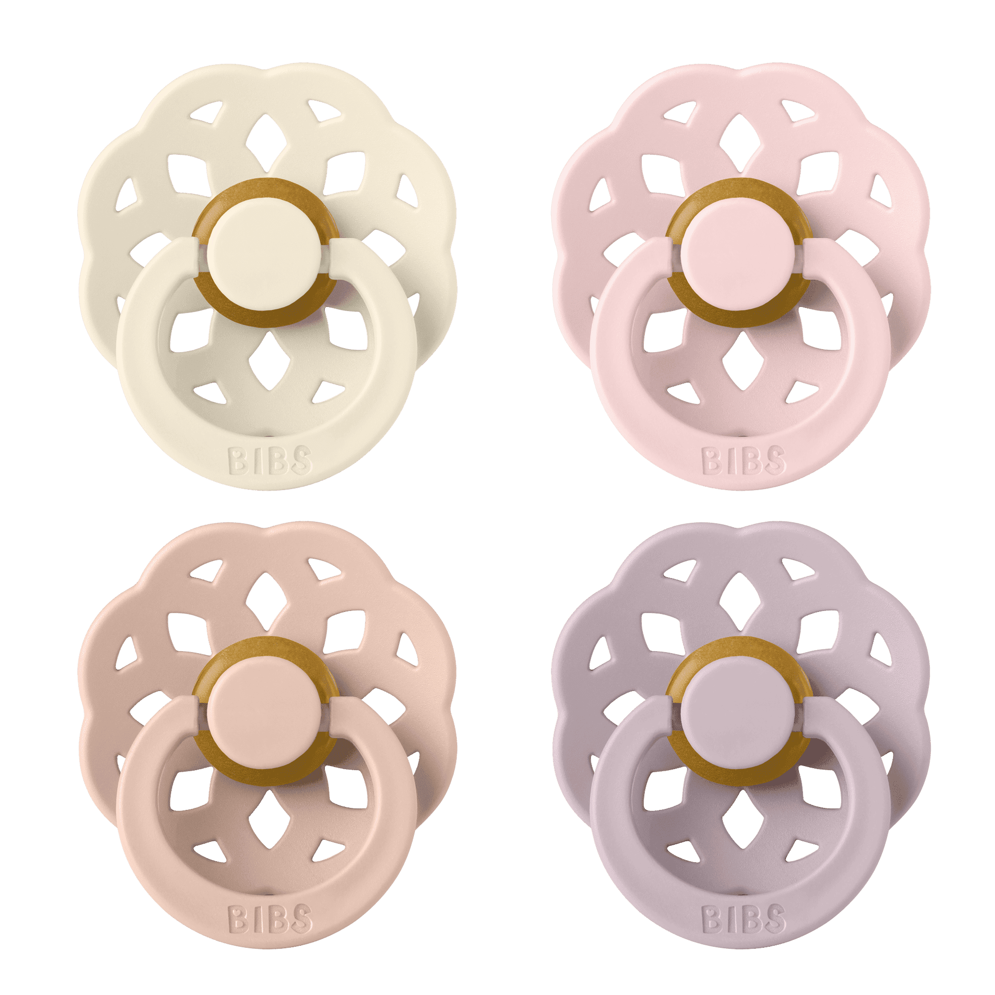 4-Pack BIBS Boheme 라텍스 젖꼭지 Ivory / Blush / Blossom / Dusky Lilac