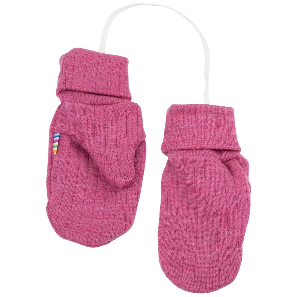Pink uldstrikkede vanter