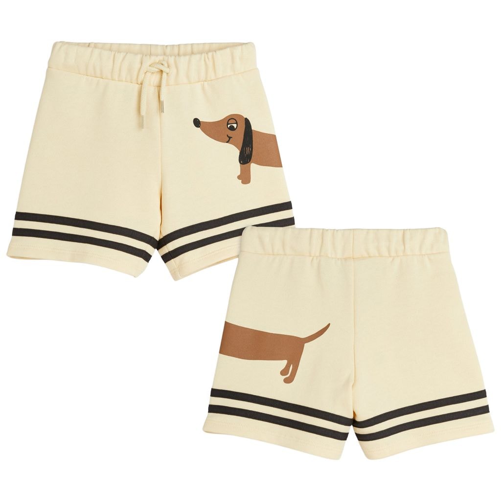 Dog Stripes Sweat Shorts Beige