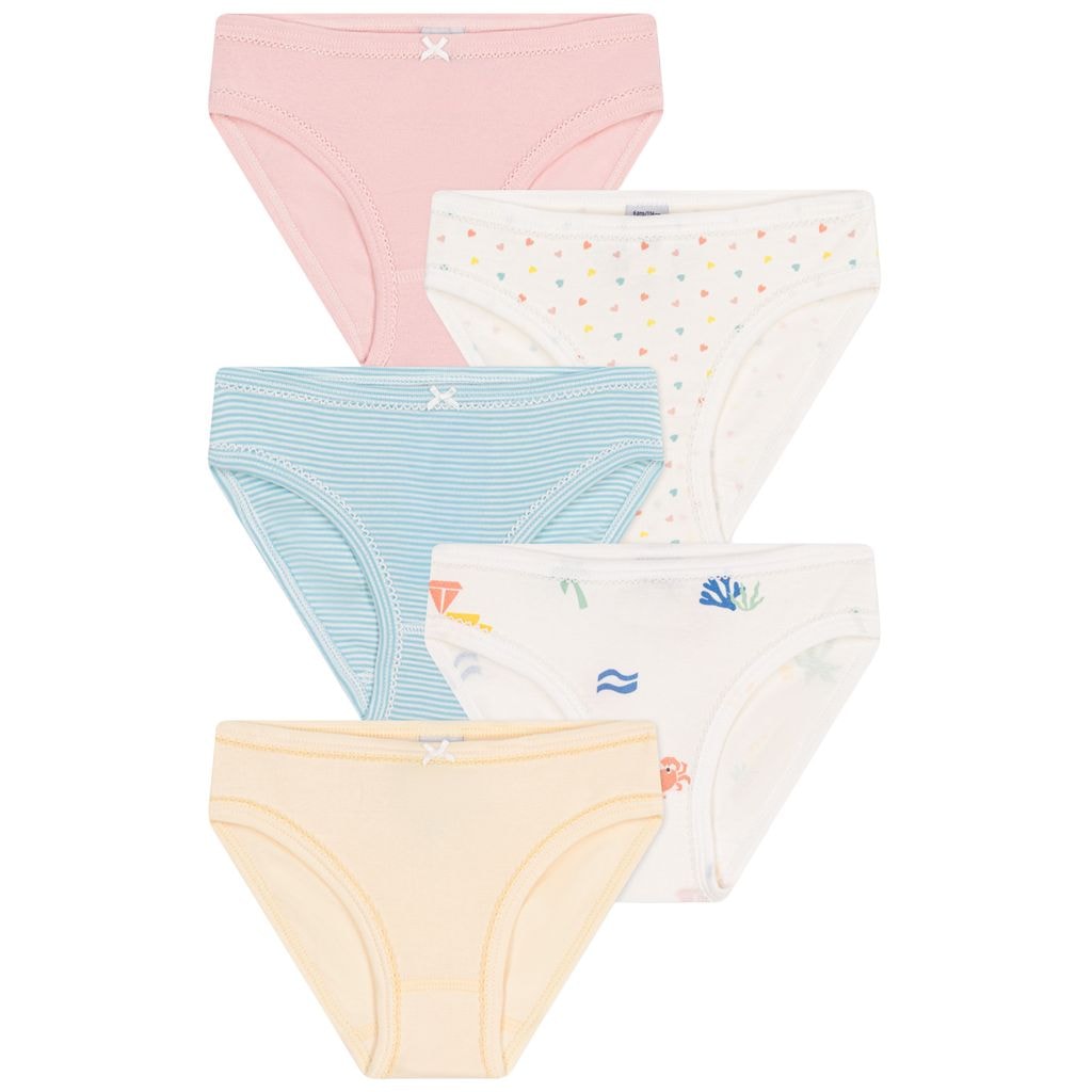 5-Pack Cotton Briefs Rose Jaune Bleu Blanc
