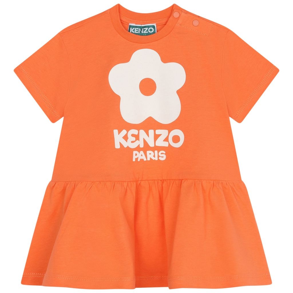 Dress With Flower Print Orange