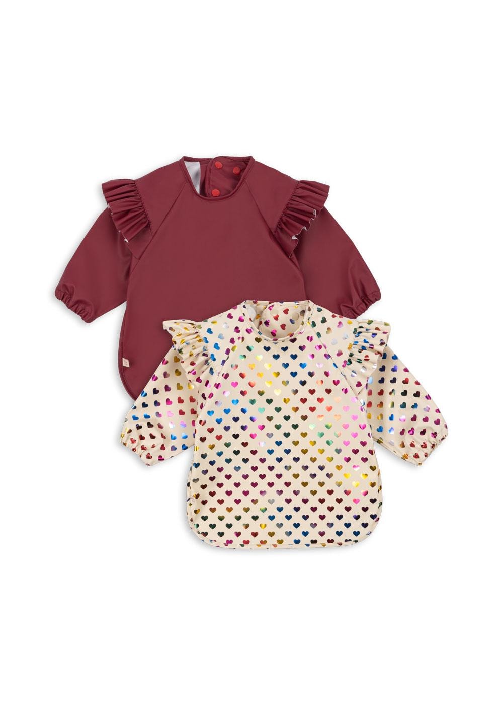 2-pack Glittriga Ärmhaklappar Med Volang Coeur Glitter Sangria
