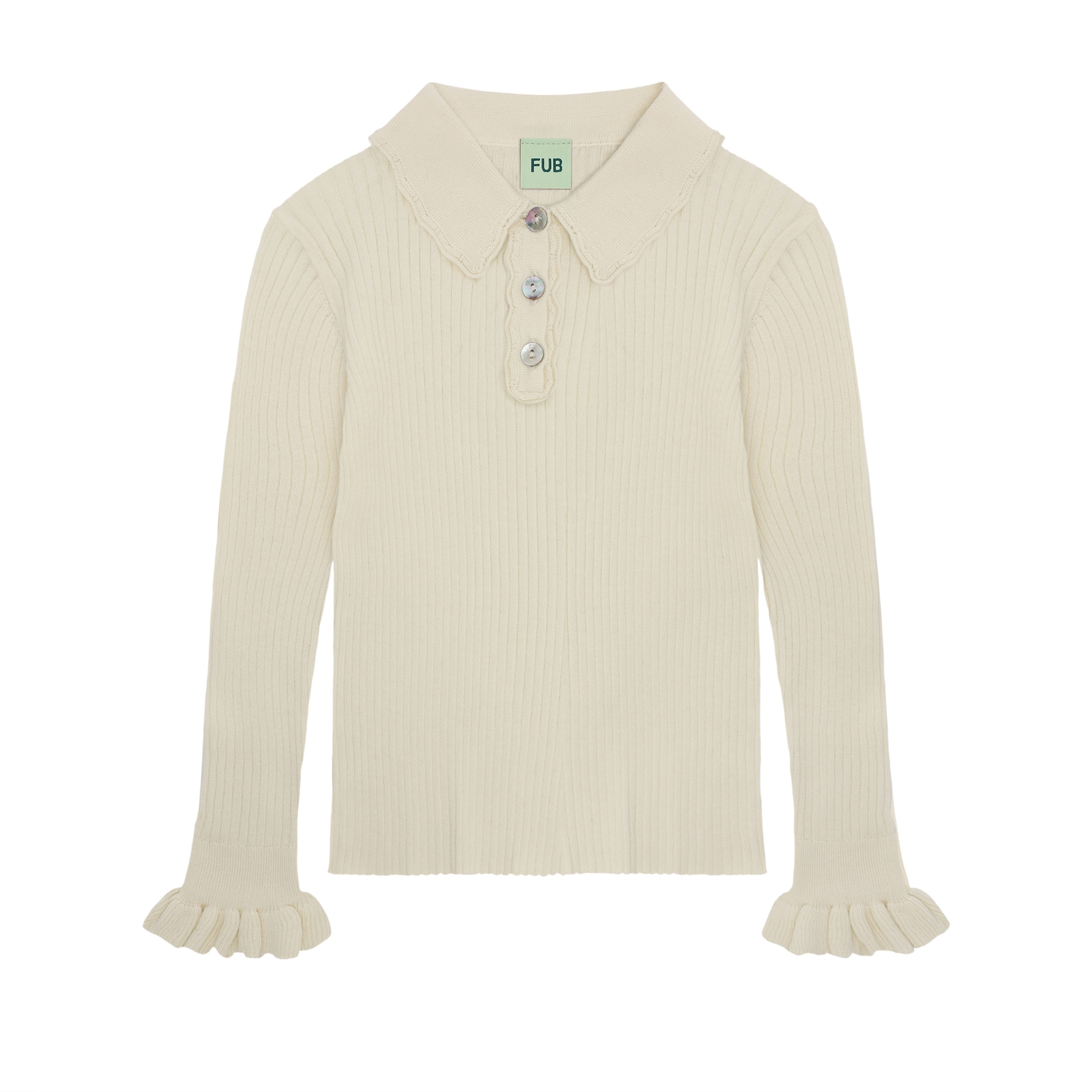 Long-sleeved Rib Polo Ecru 