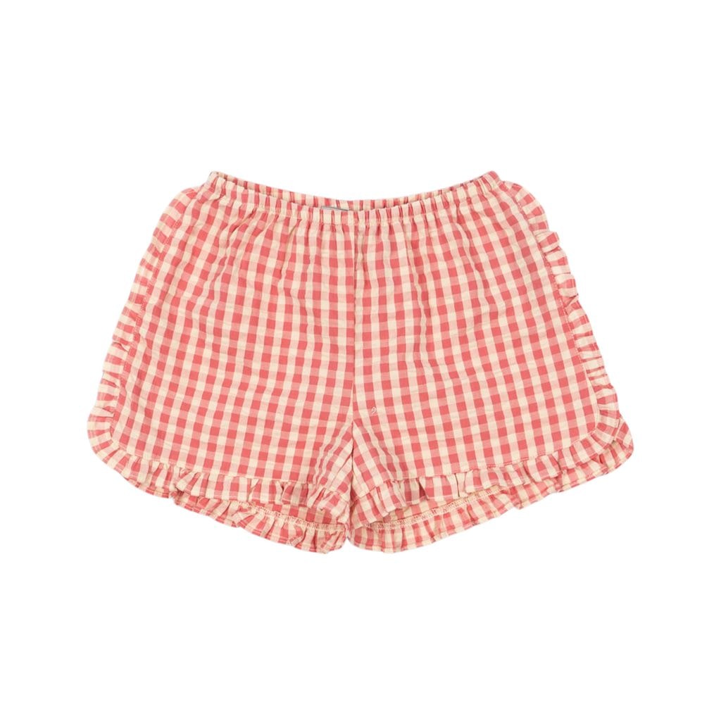 GOTS Kim Frill Shorts Flamingo Plume Check
