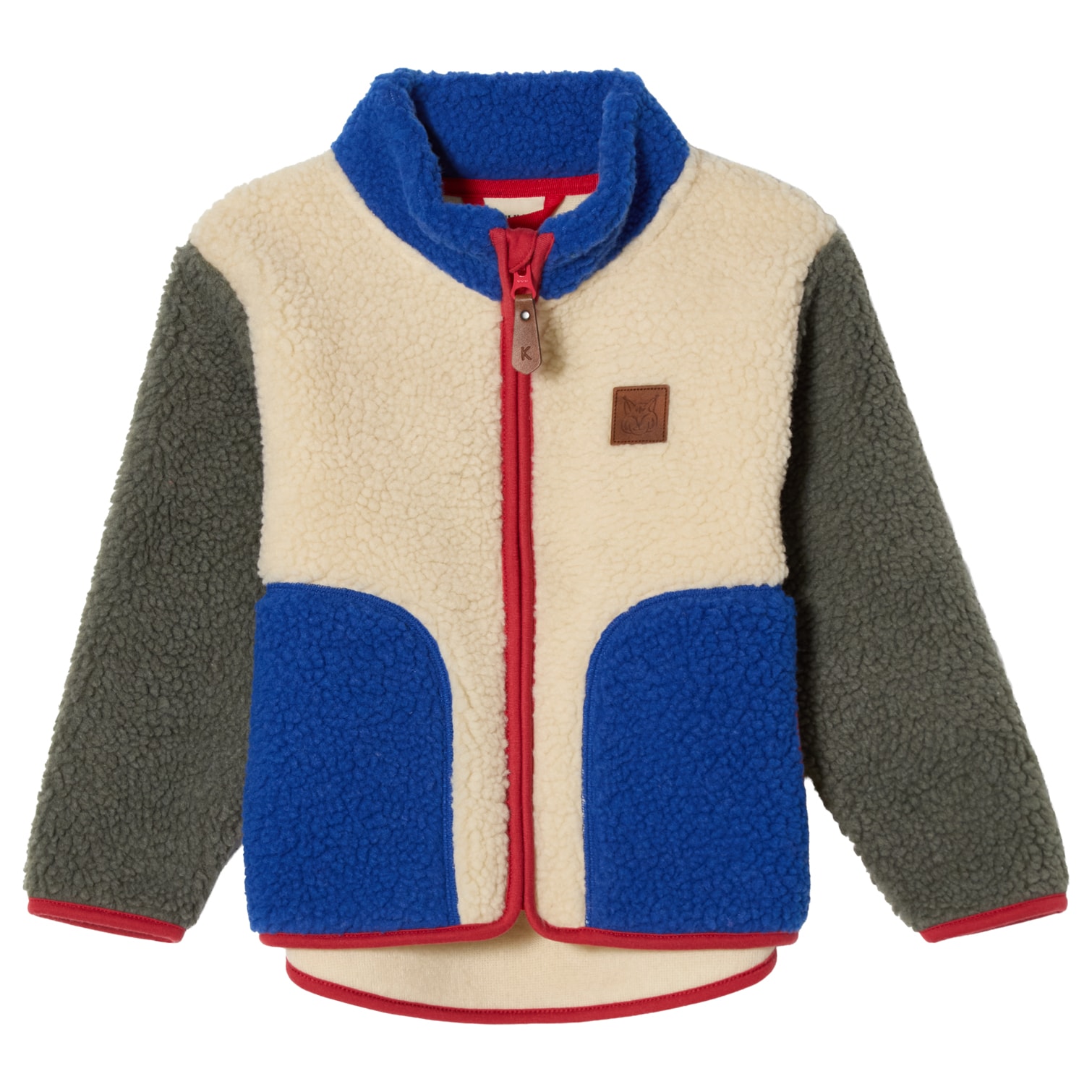 Austin Pile Fleece Jacket White/green/blue Blocking 