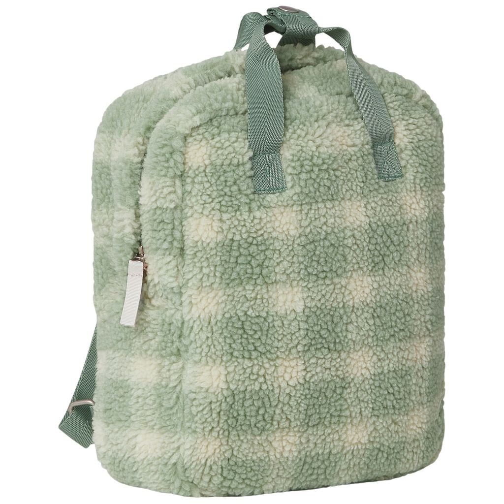 Checked Backpack In Teddy Fleece Sage
