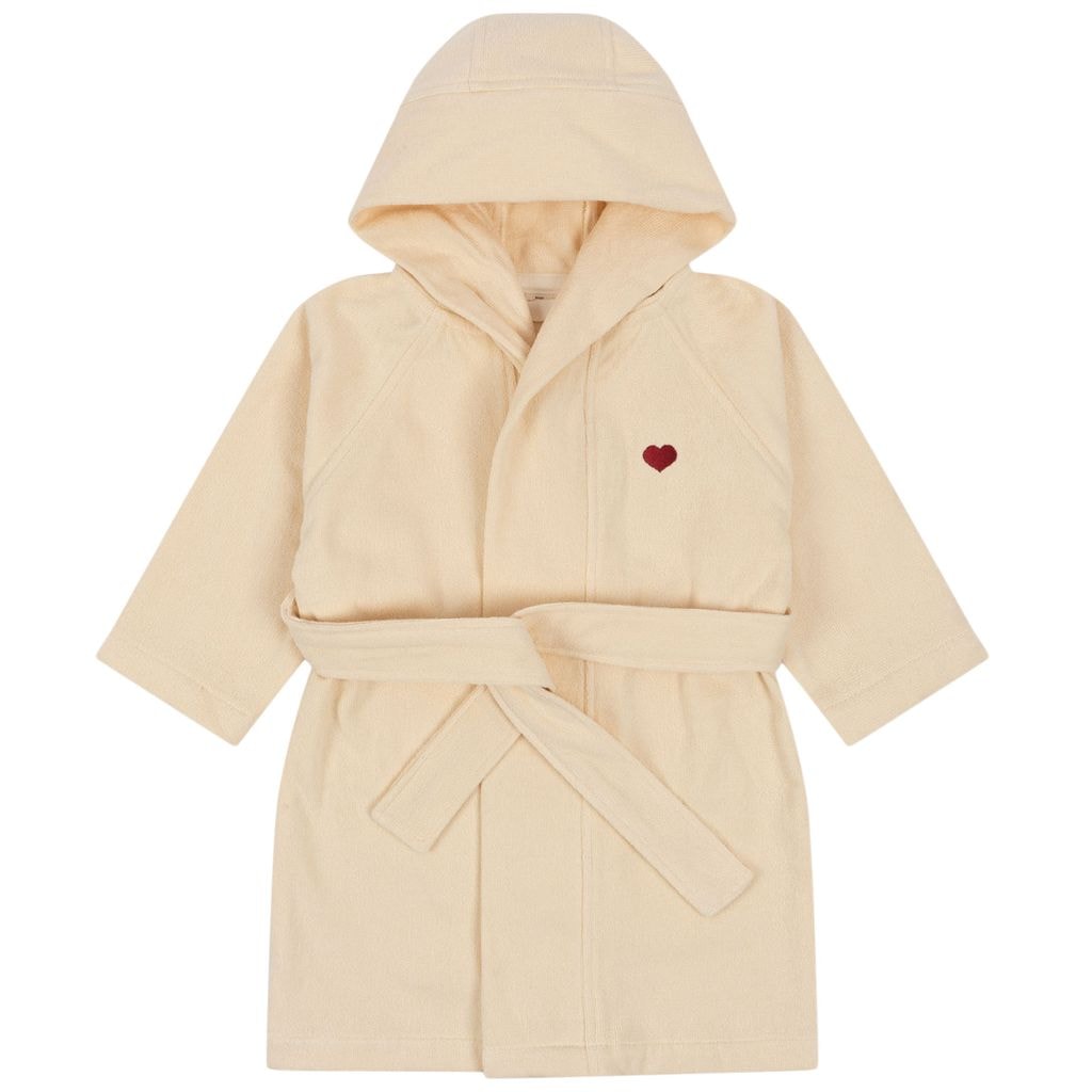 GOTS Bathrobe With Embroidered Swan Beige