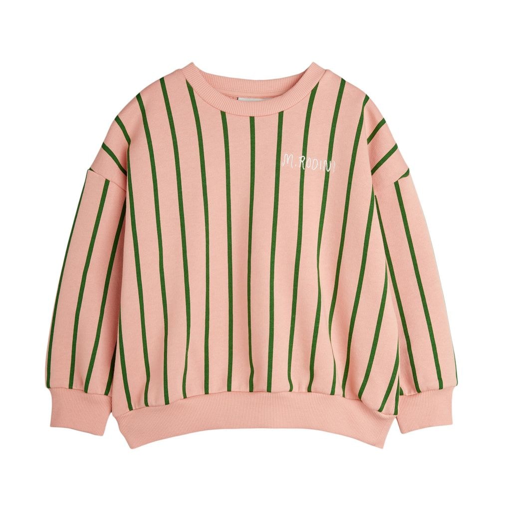 GOTS Vertical Stripe Aop Sweatshirt Pink