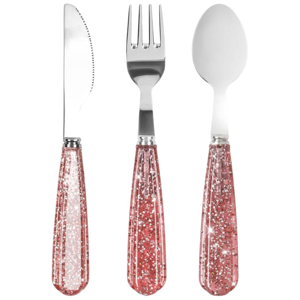 Glitter Sparkling Pink Cutlery Set