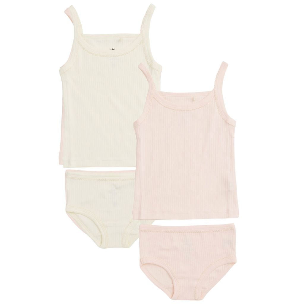2-pack Ribbade Underklädesset Ljusrosa