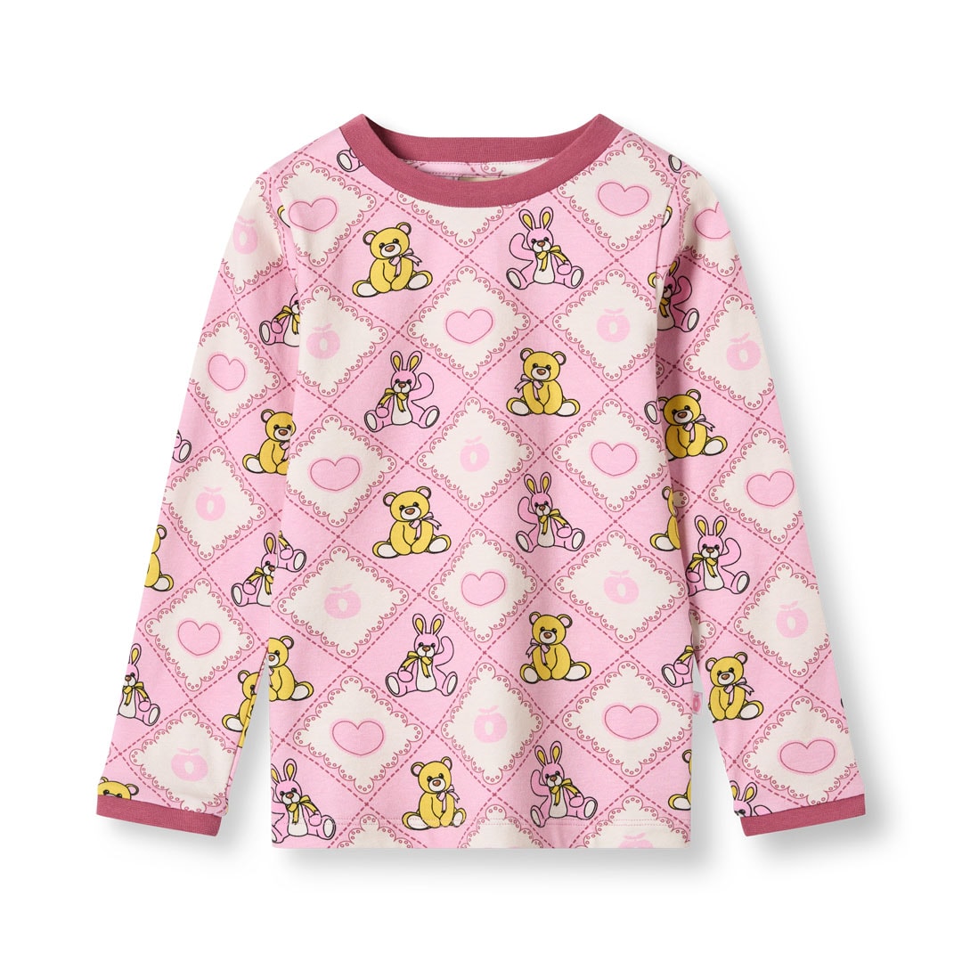 Elstar Pitkähihainen Toppi, Jossa On Nallekarhuja Pinkki Lace