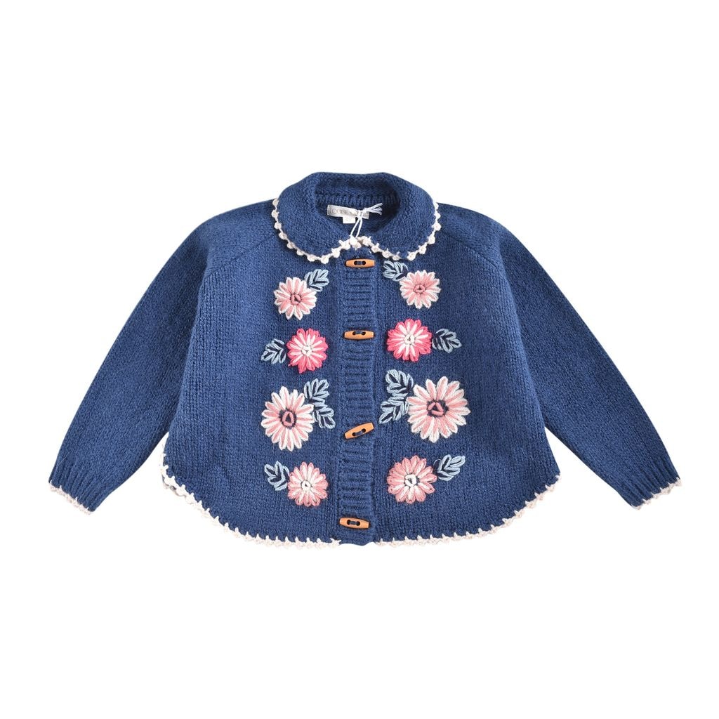 Khella Knitted Baby Cape Ink Blue