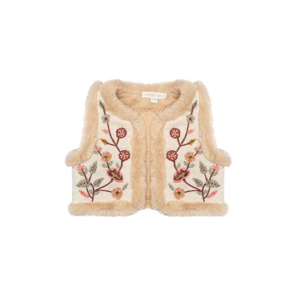 Libra Reversible Baby Faux Fur Vest Cream