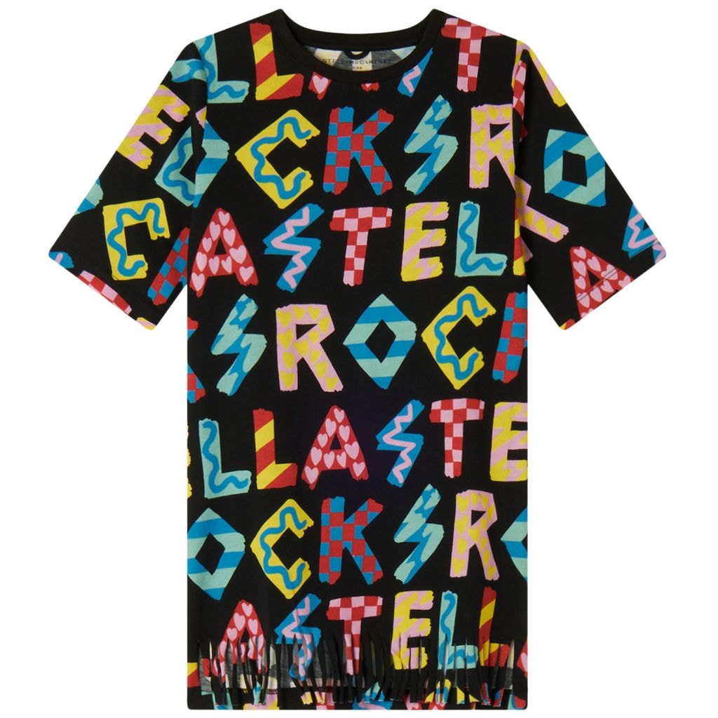 Printed T-Shirt Dress Black