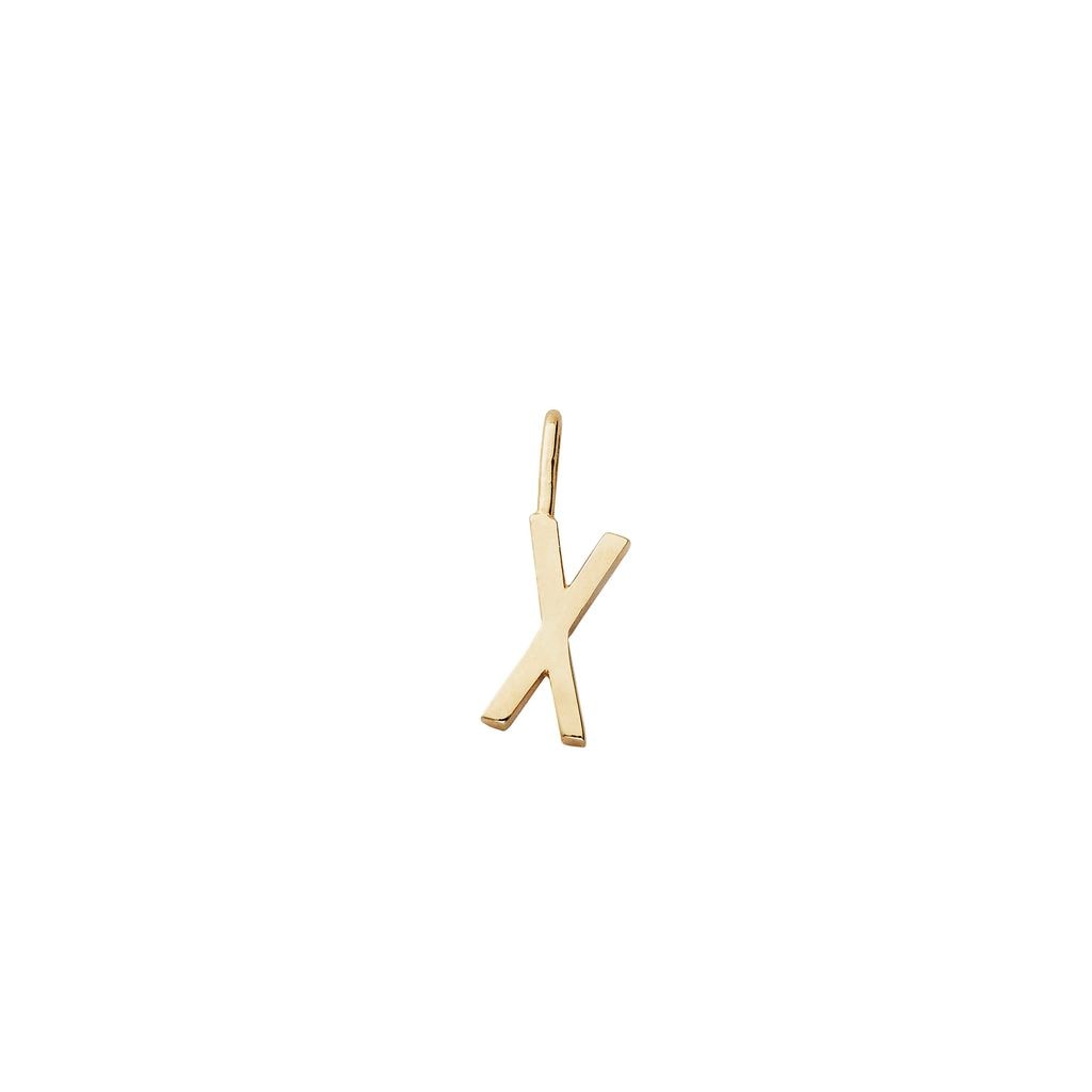 Gold Letter Charm 10 mm - X