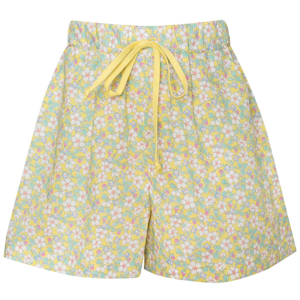 Floral Shorts With Strawberries Yellow