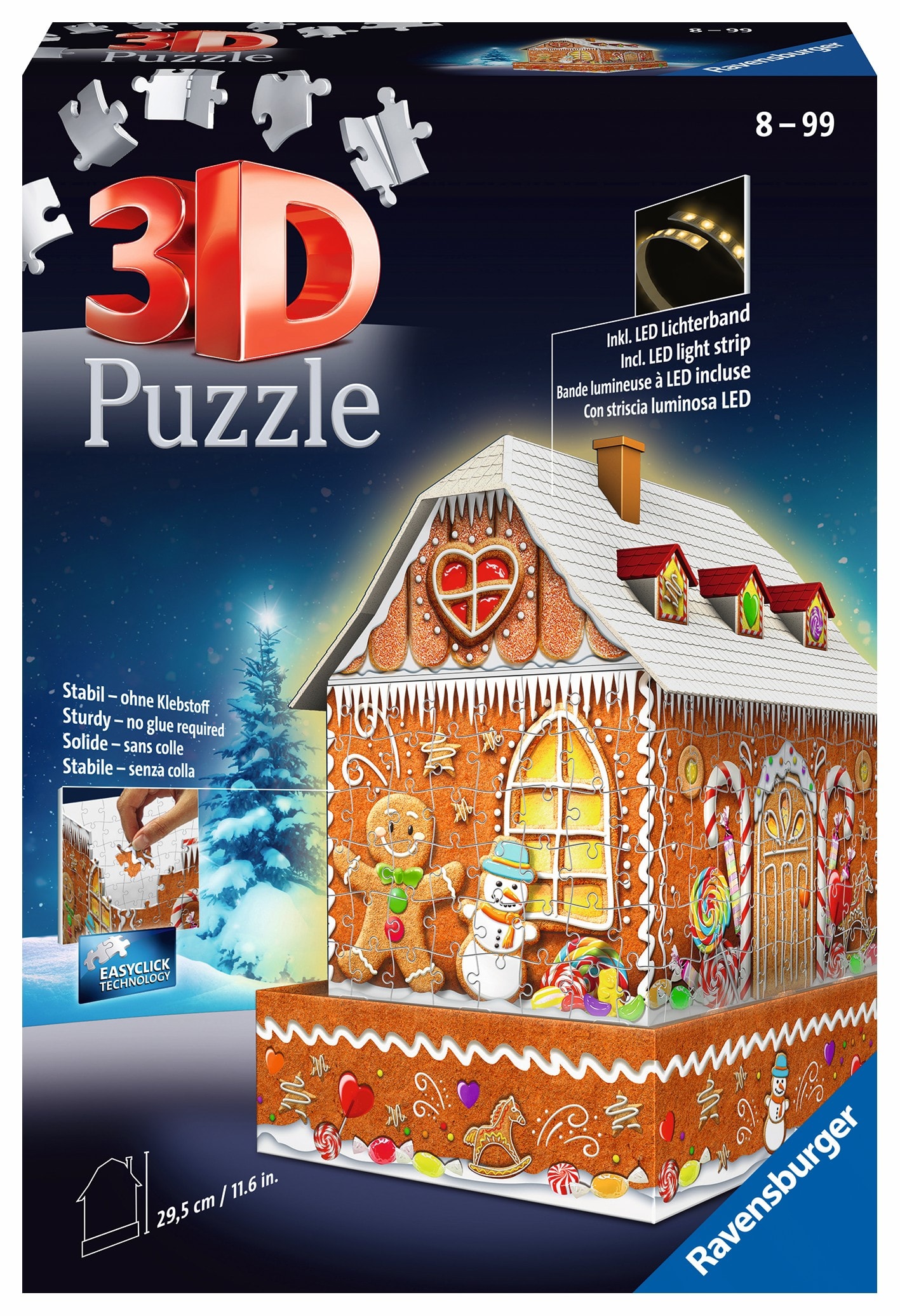 Gingerbread House Night Edition 3D Puzzle Multicolor 