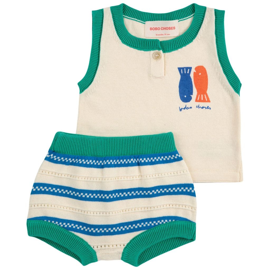 Lucky Fish Baby Knitted Set Offwhite