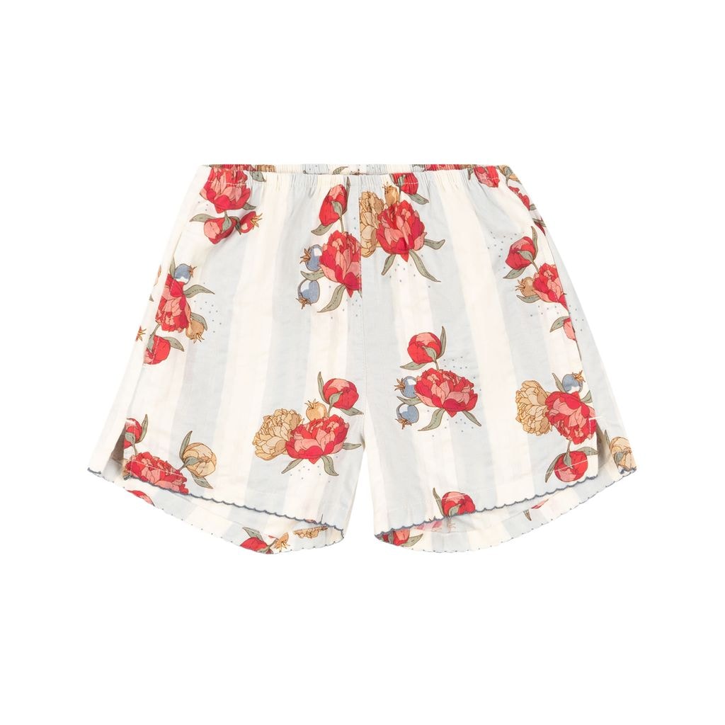 Kim Stribet Blomstret Shorts Blå