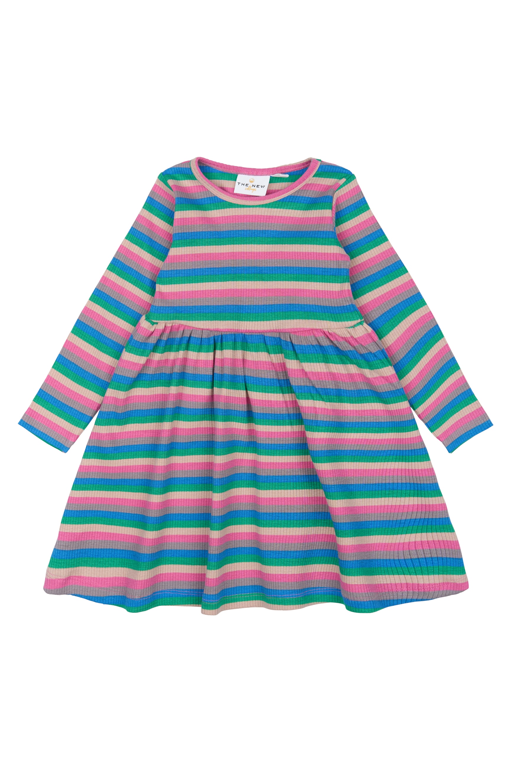 GOTS Polly Long Sleeves Rib Dress Multi Striped