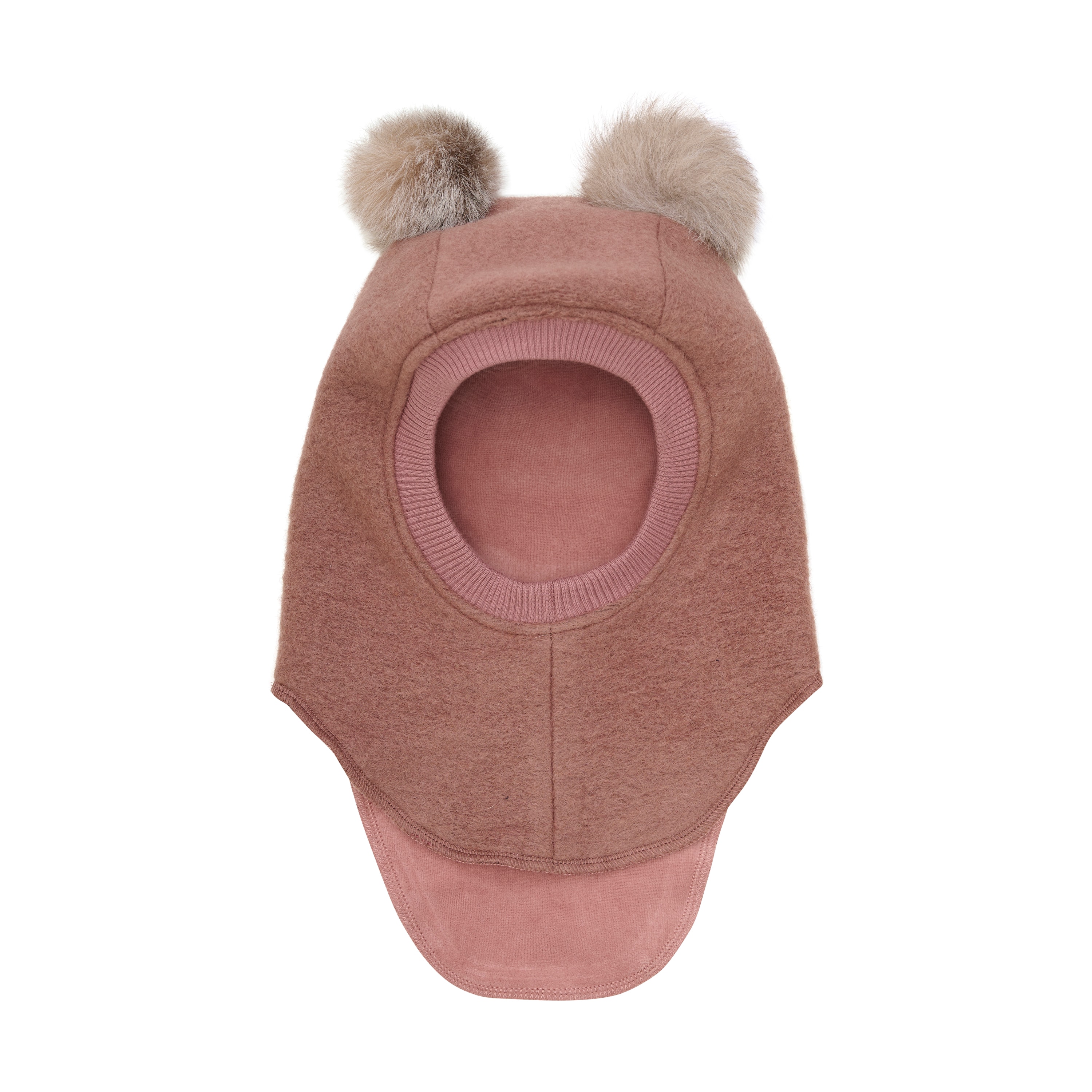 Balaclava Wool Alpaca Pompoms Burlwood
