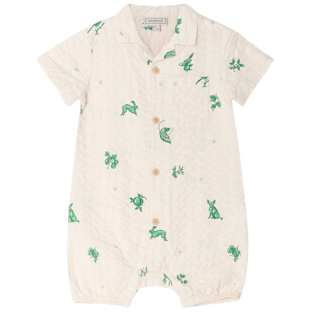 Seersucker Onesie Azulejos Emerald