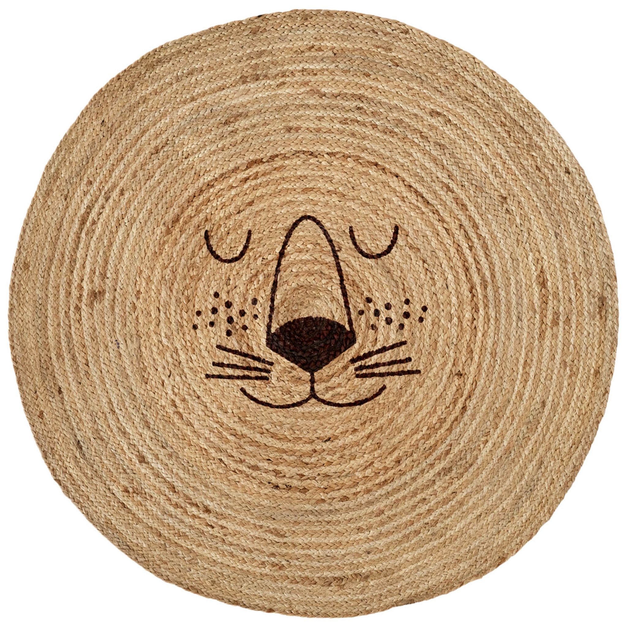 Lion Face Gulvmatte I Jute Natural